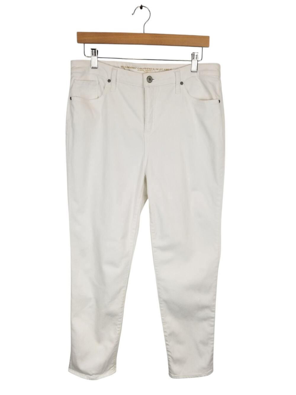 Chico's So Slimming Girlfriend Slim Leg Ankle Stretch White Jeans Womens 12